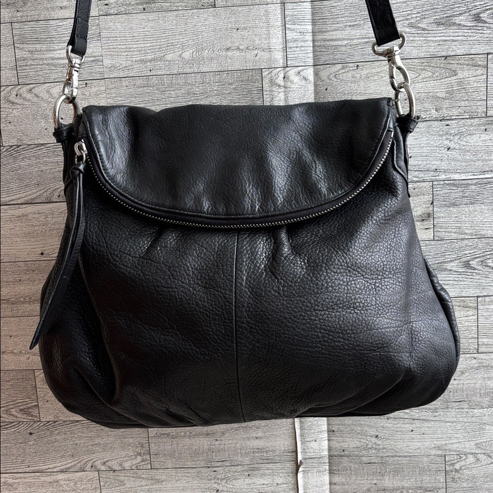 MARGOT Leather Purse‎ NY Natalie Black Soft Pebble Crossbody Shoulder Bag - Picture 2 of 12